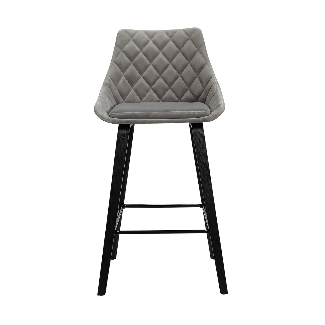 Diamond-Tufted Velvet Bar Stool - Counter Height - Image 5