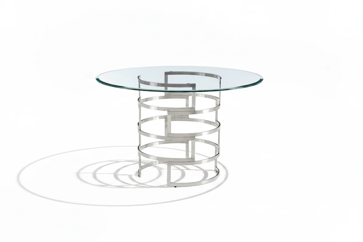 Diaz Glass and Chrome Circular Dining Table
