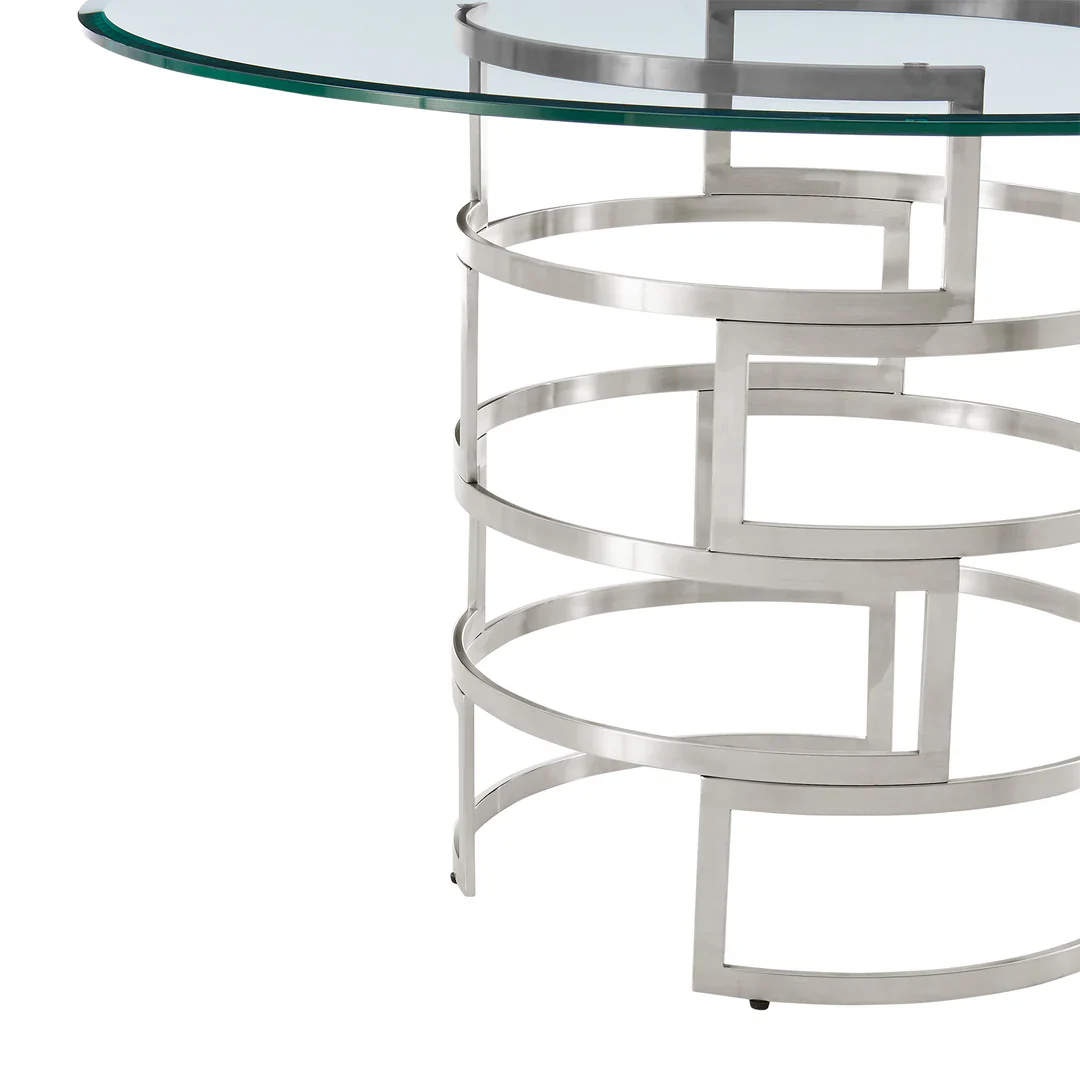 Diaz Glass and Chrome Circular Dining Table - Image 10