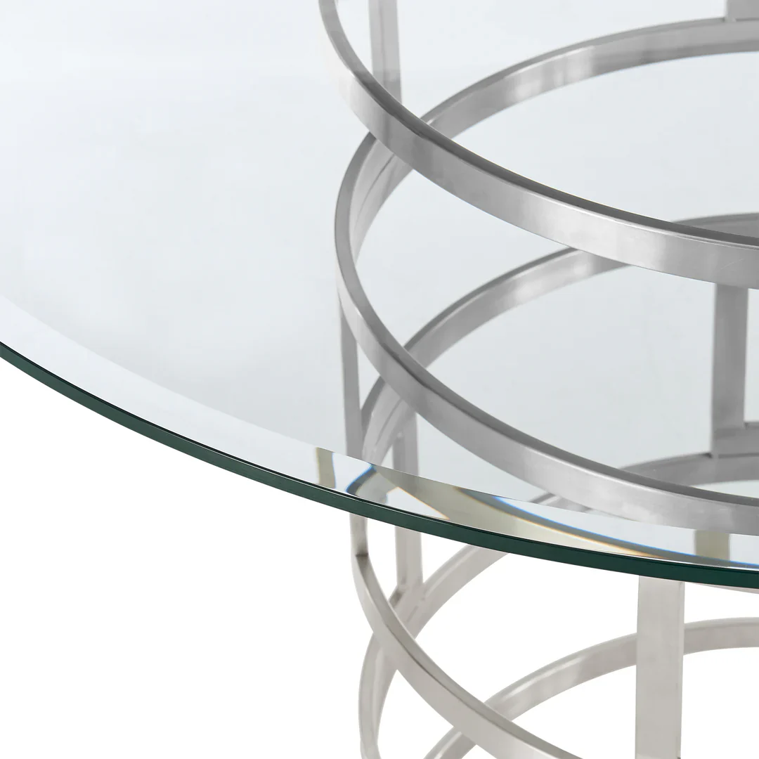 Diaz Glass and Chrome Circular Dining Table - Image 11