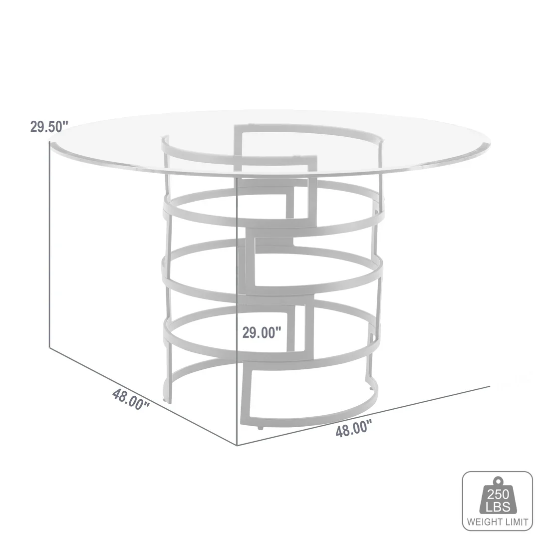 Diaz Glass and Chrome Circular Dining Table - Image 12
