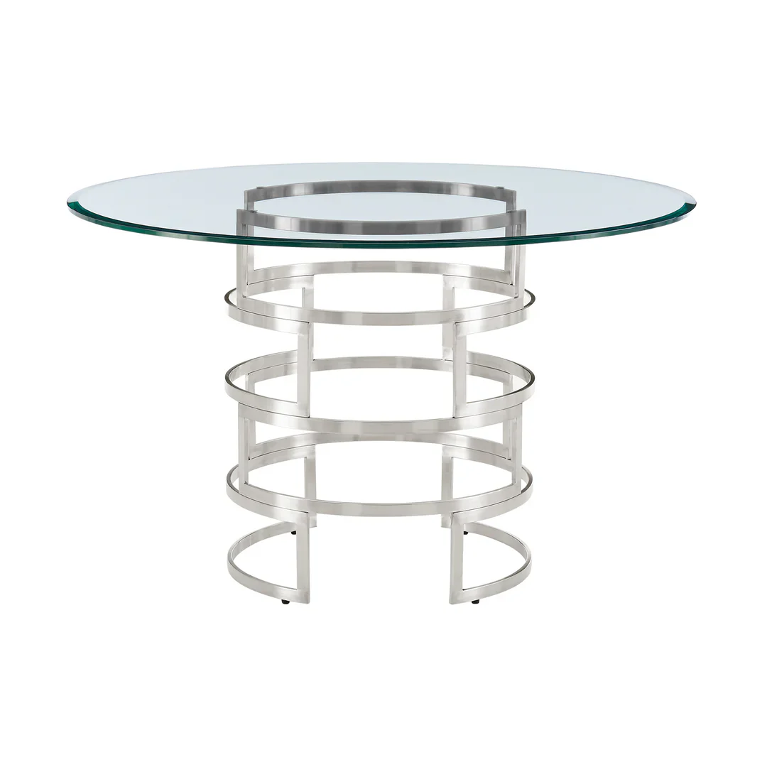 Diaz Glass and Chrome Circular Dining Table - Image 7