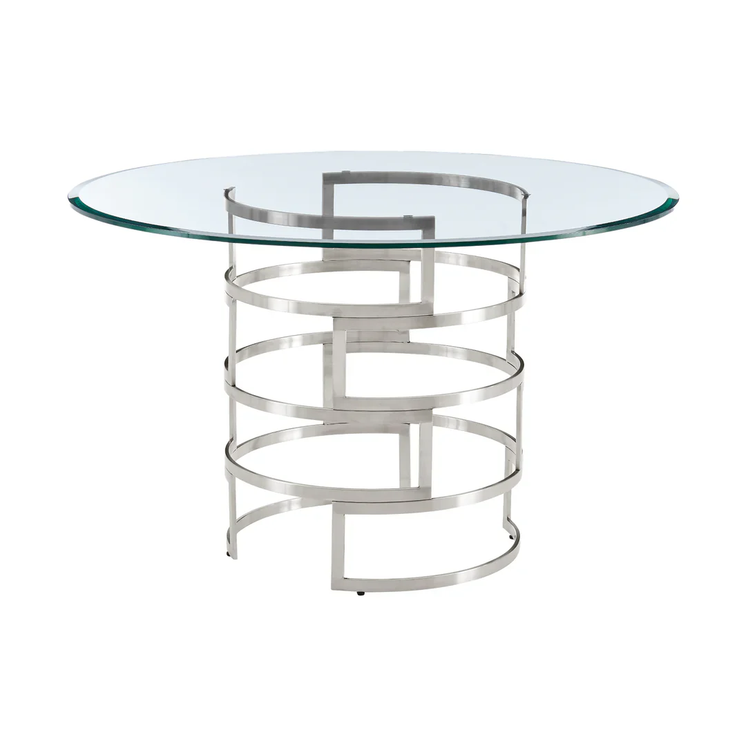 Diaz Glass and Chrome Circular Dining Table - Image 8