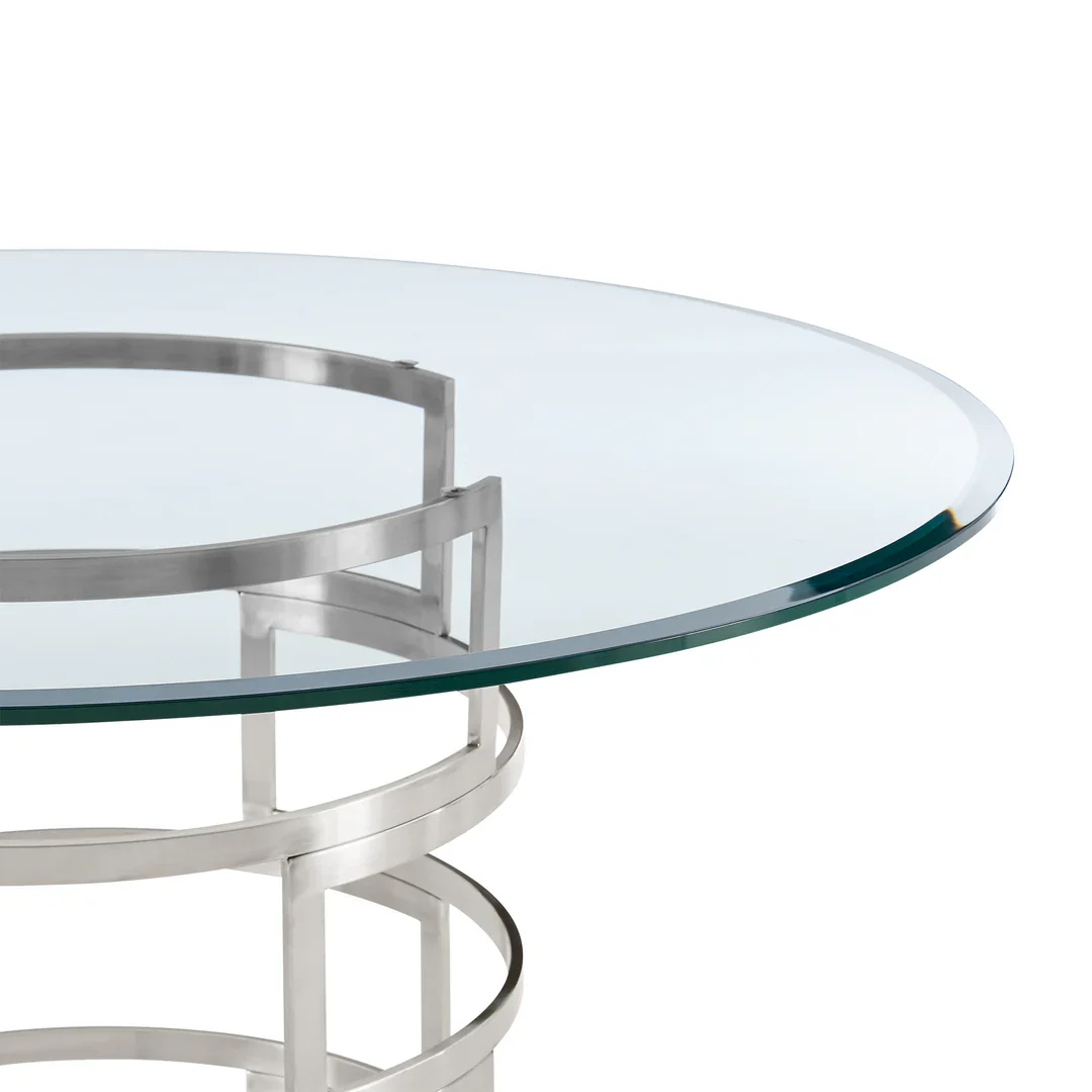 Diaz Glass and Chrome Circular Dining Table - Image 9