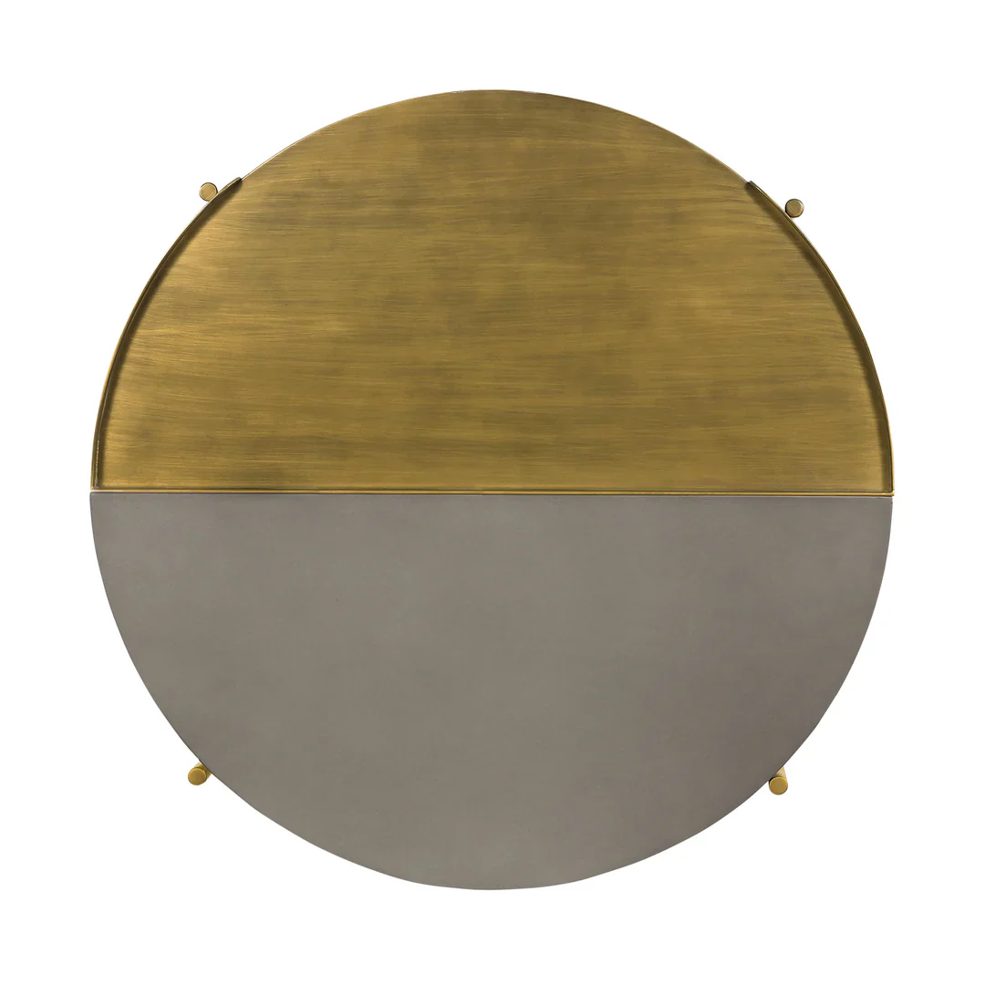 Dua Round Concrete and Brass Coffee Table - Image 6