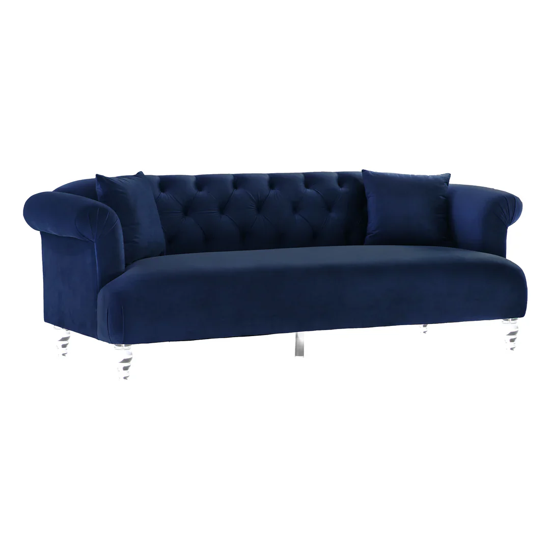Elegance Navy Blue Velvet Sofa - Image 3