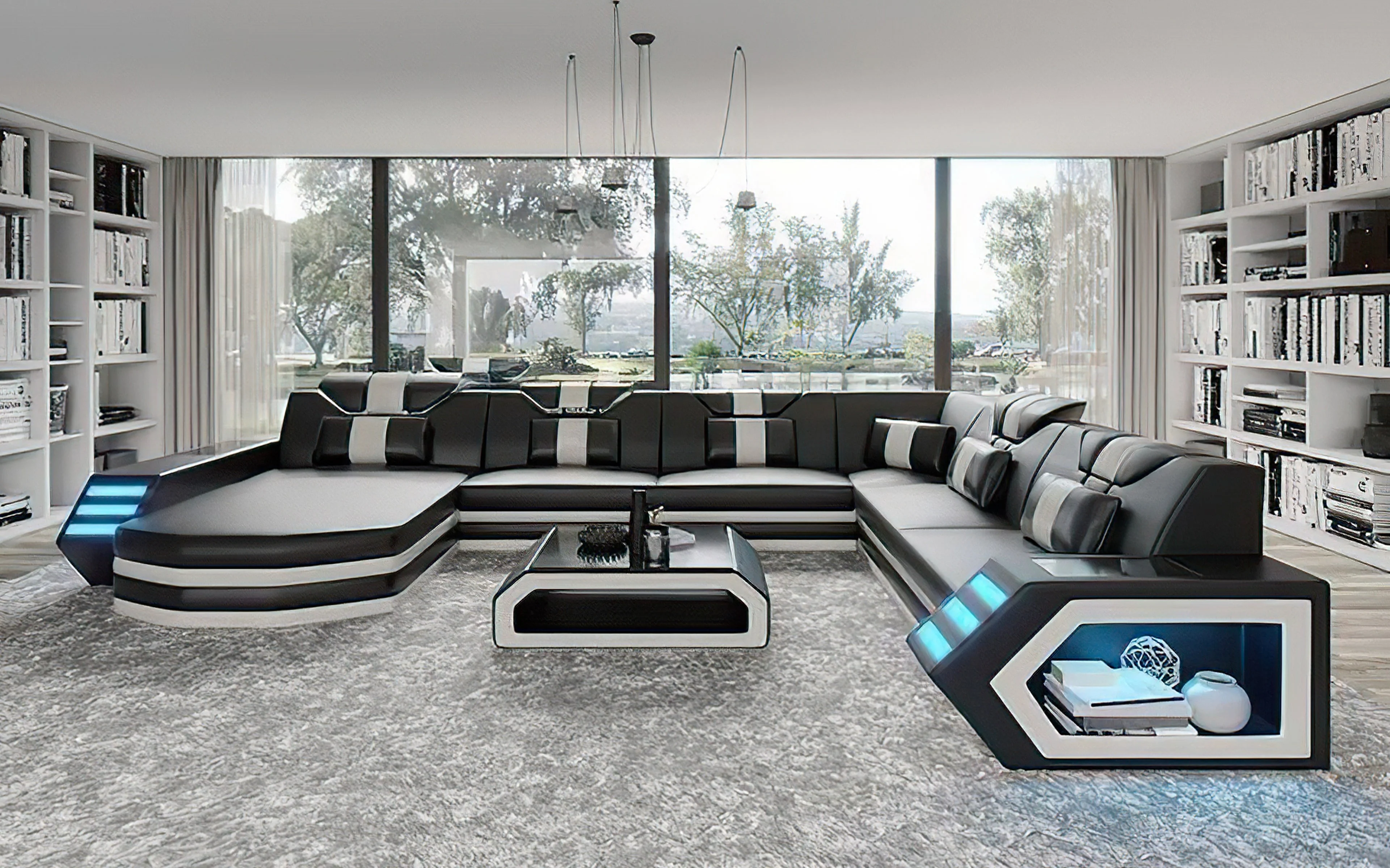 Eli Leather Sectional Sofa with LED Lights | Futuristic Furniture - Image 14