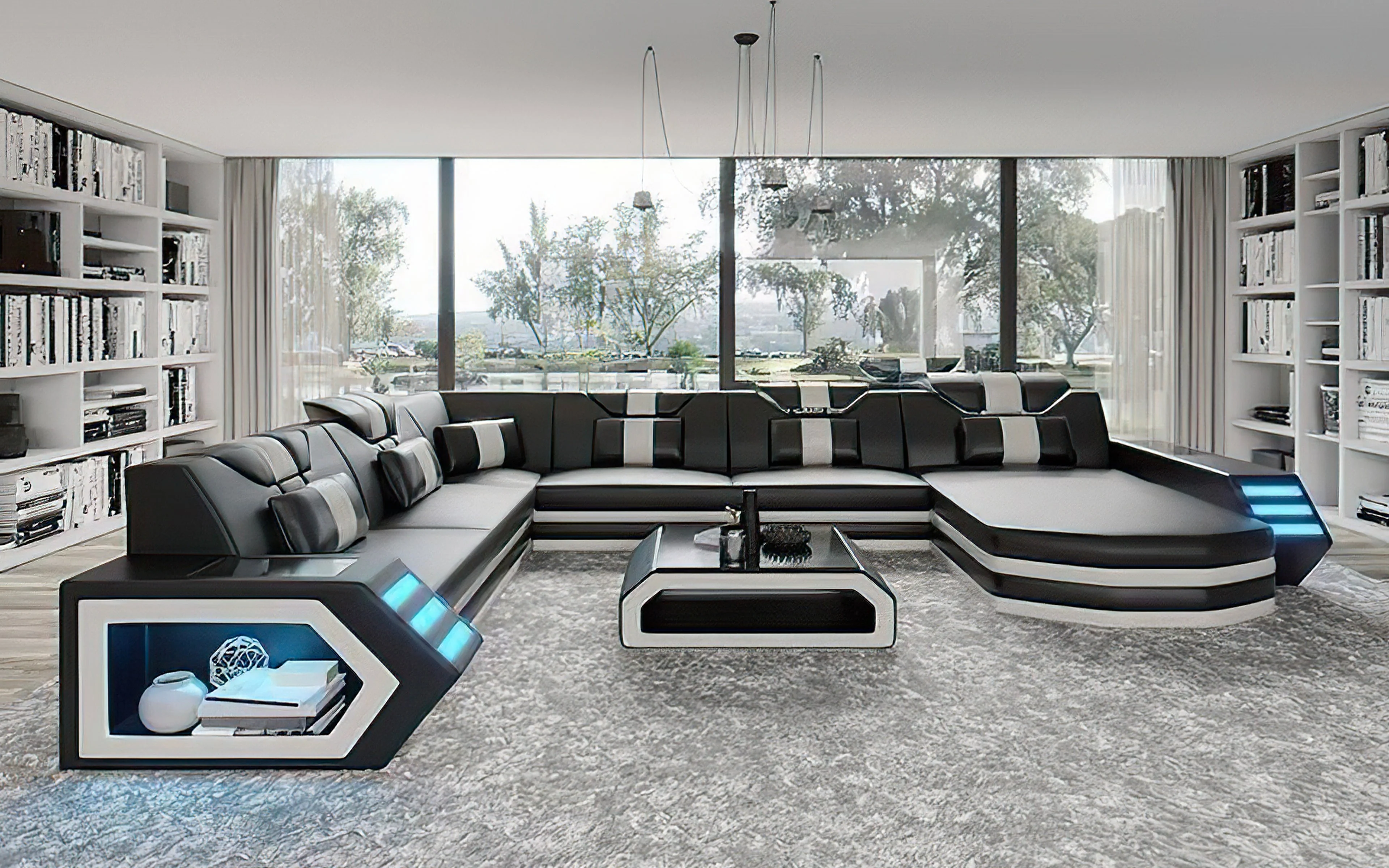 Eli Leather Sectional Sofa with LED Lights | Futuristic Furniture - Image 15