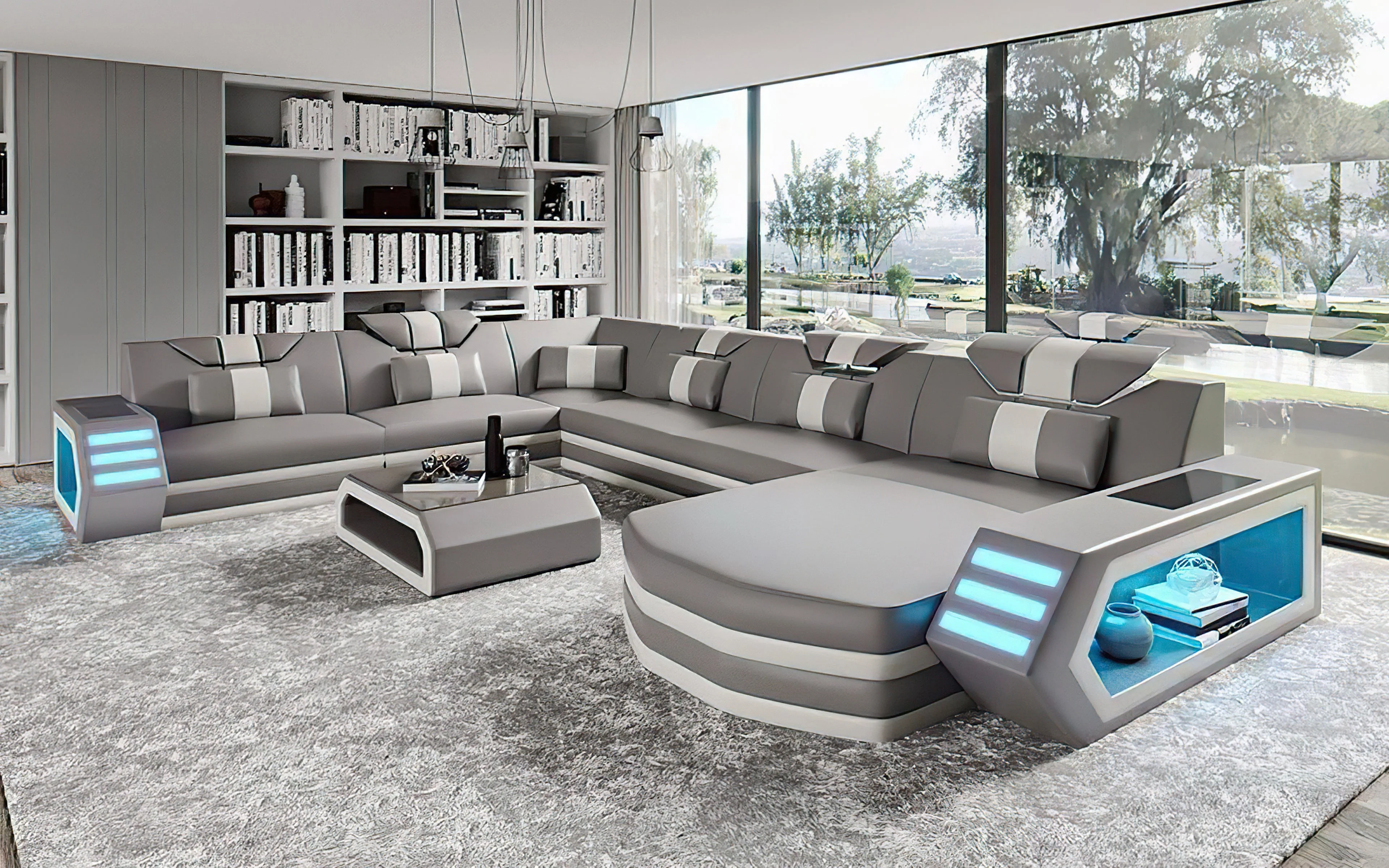 Eli Leather Sectional Sofa with LED Lights | Futuristic Furniture - Image 19