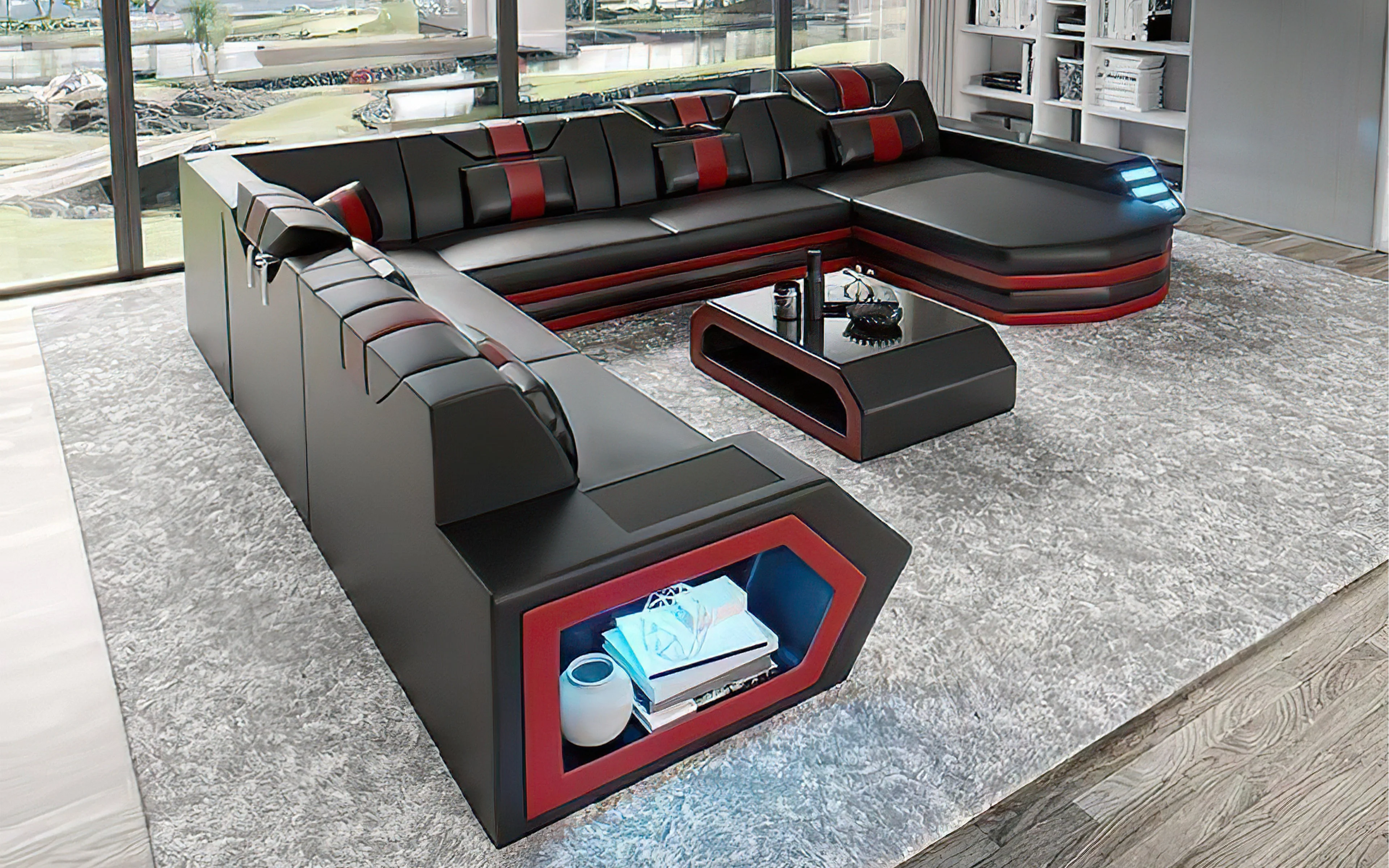 Eli Leather Sectional Sofa with LED Lights | Futuristic Furniture - Image 20
