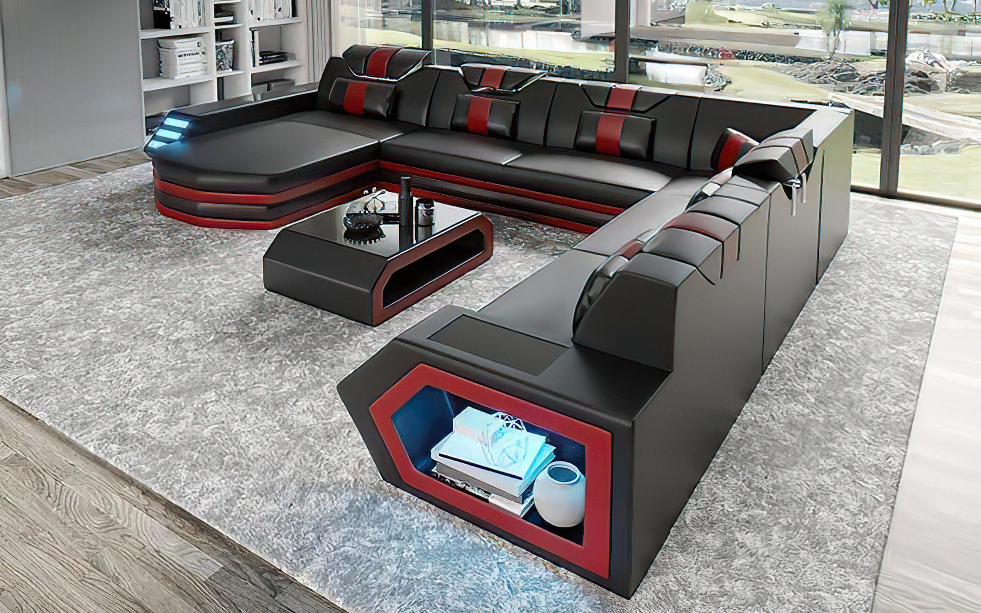 Eli Leather Sectional Sofa with LED Lights | Futuristic Furniture - Image 21