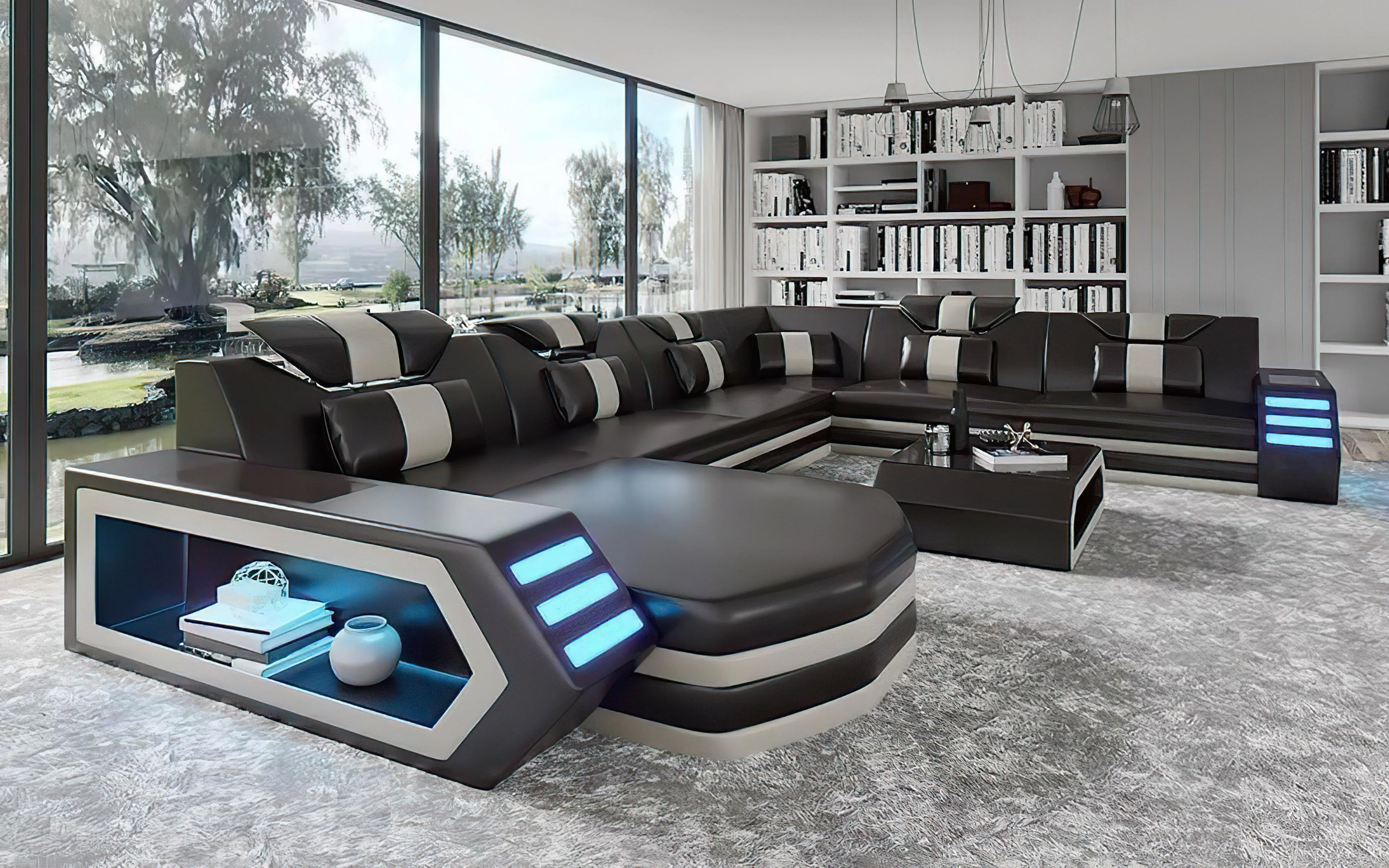 Eli Leather Sectional Sofa with LED Lights | Futuristic Furniture - Image 23
