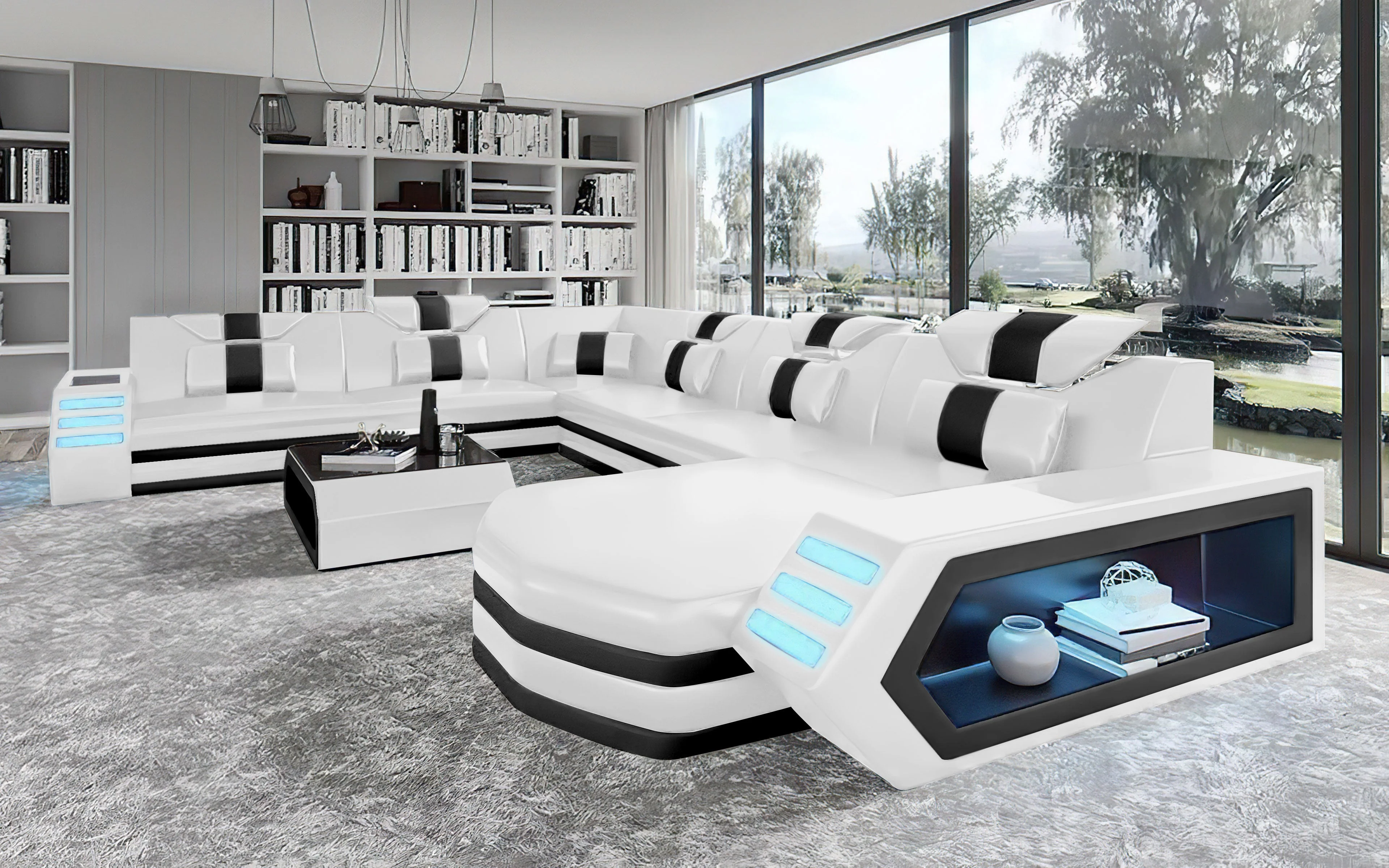 Eli Leather Sectional Sofa with LED Lights | Futuristic Furniture - Image 5
