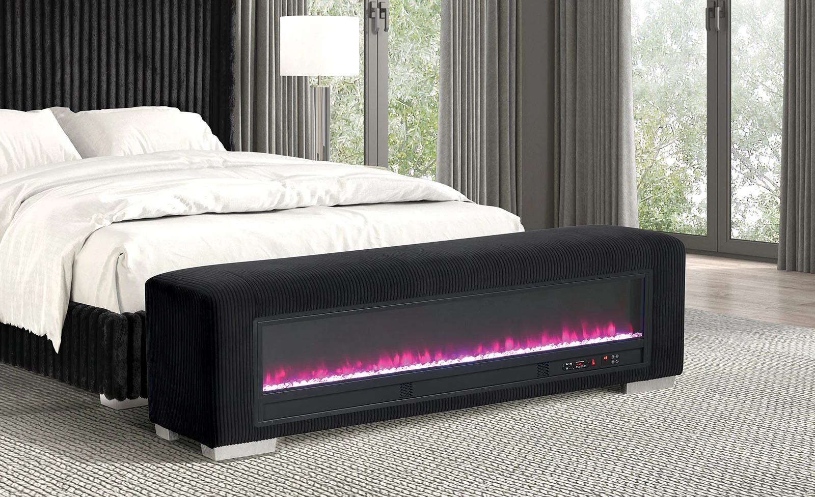 Elnath Bench w/ Visual Wood Log Fireplace - Image 3