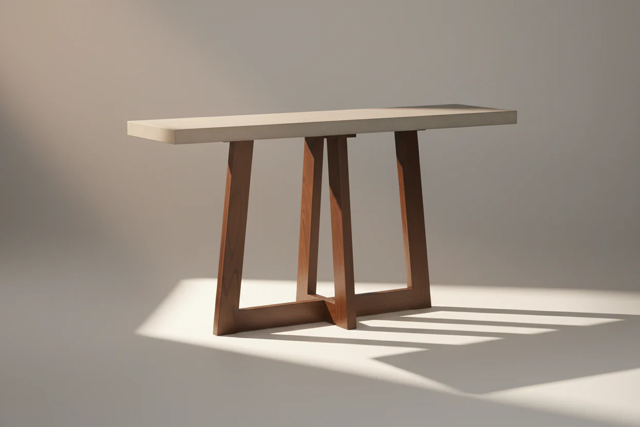 Elodie Concrete and Wood Console Table - Image 2