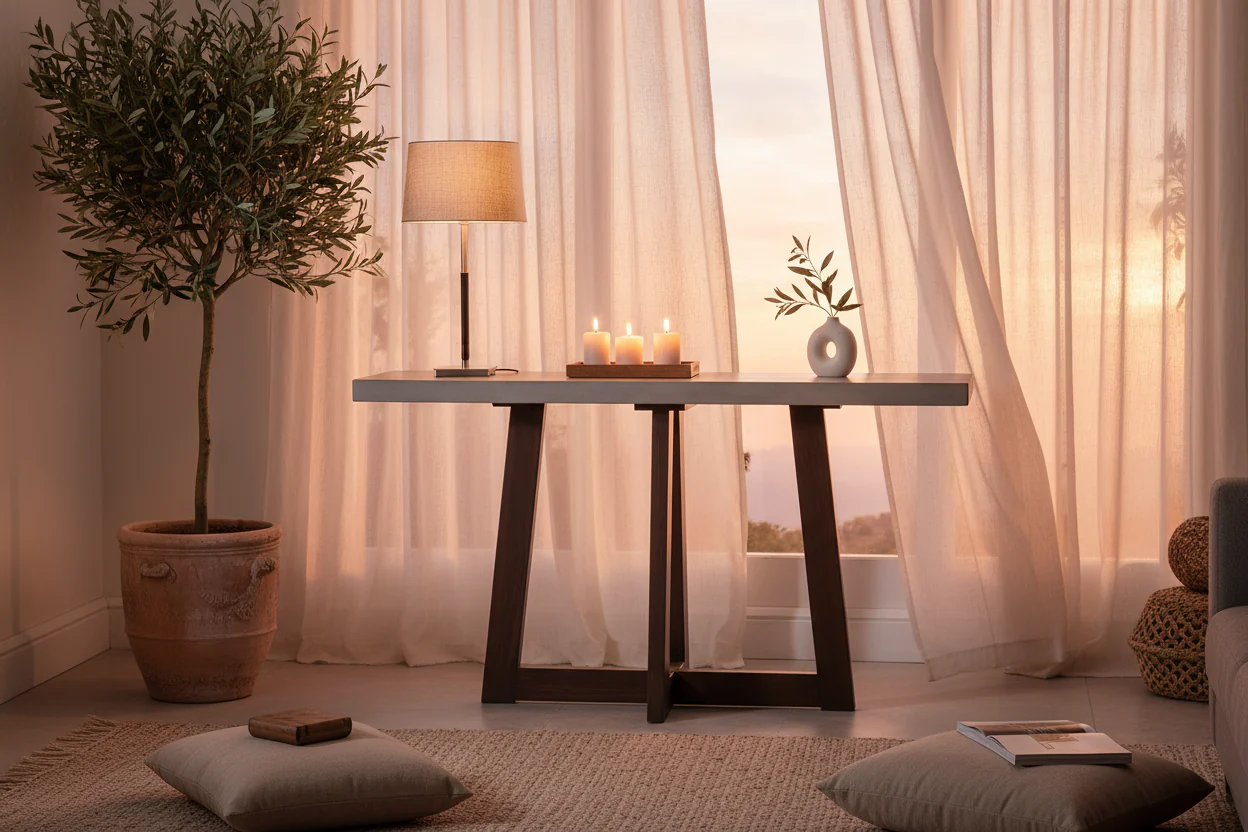 Elodie Concrete and Wood Console Table - Image 3