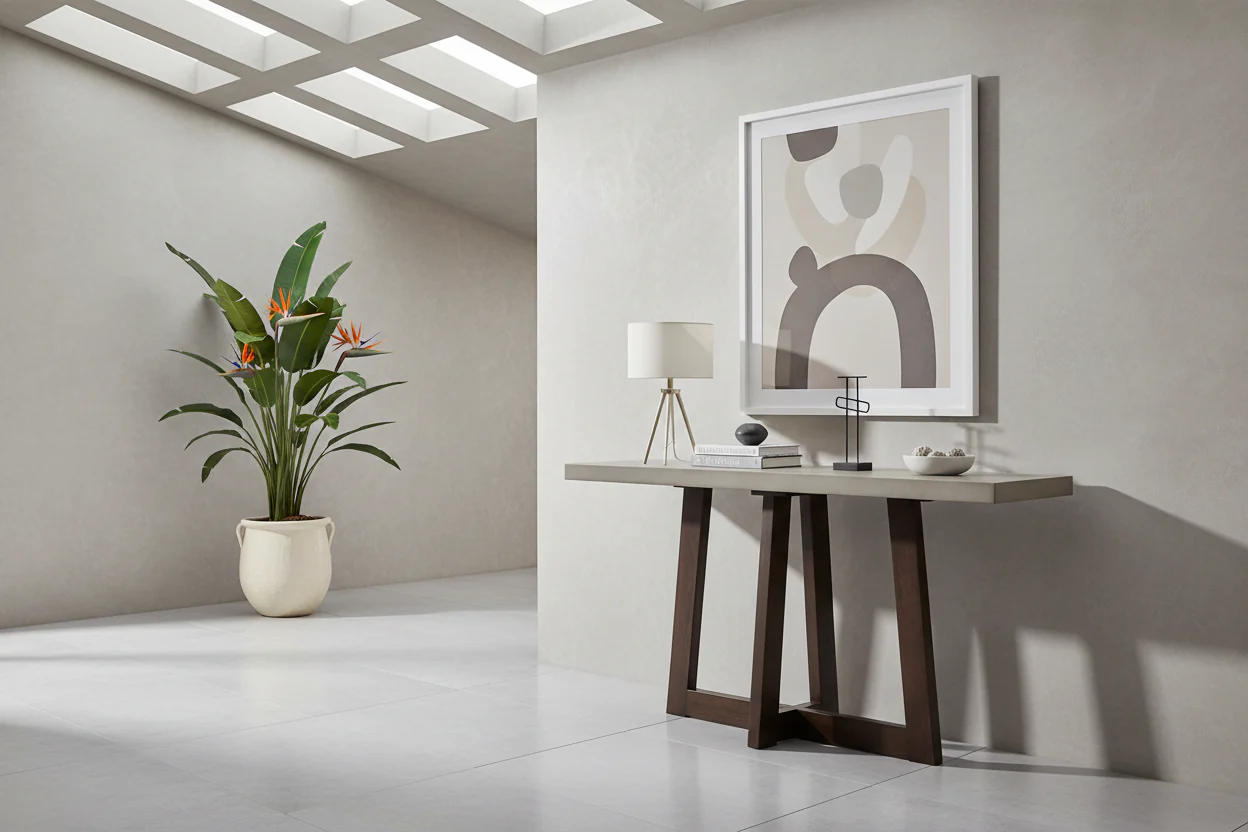 Elodie Concrete and Wood Console Table - Image 4