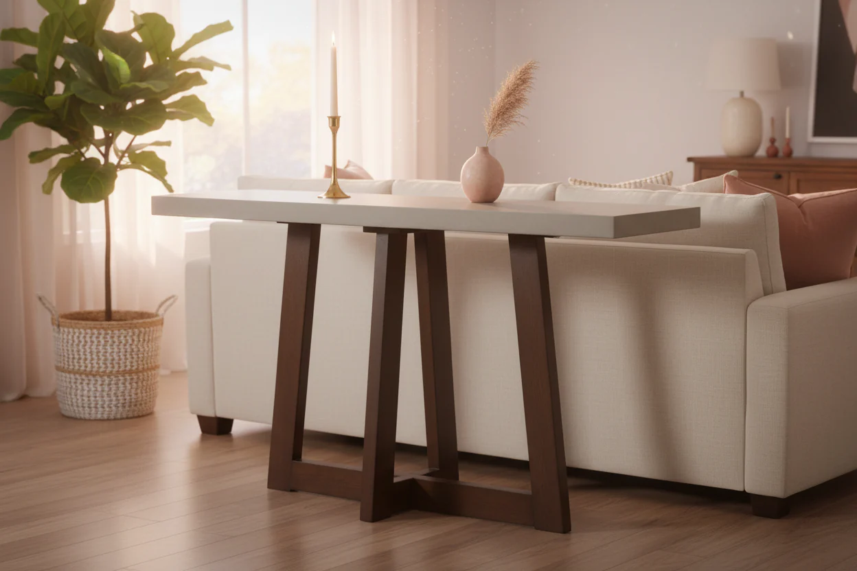 Elodie Concrete and Wood Console Table - Image 6
