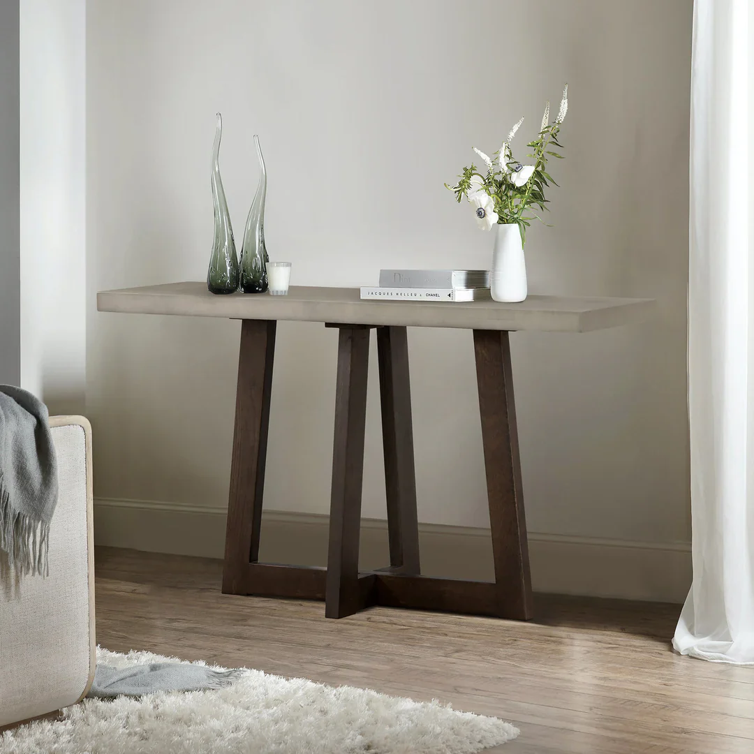 Elodie Concrete and Wood Console Table - Image 7