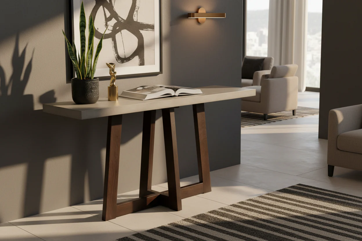 Elodie Concrete and Wood Console Table - Image 8
