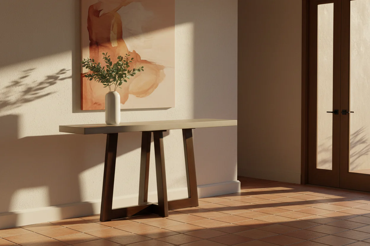 Elodie Concrete and Wood Console Table - Image 9