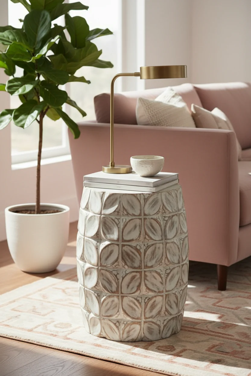 Fig Textured Ceramic Side Table - Image 10