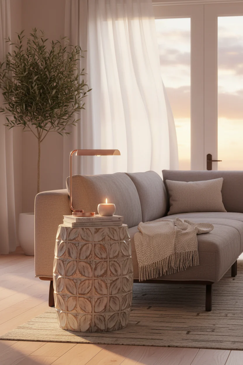 Fig Textured Ceramic Side Table - Image 5