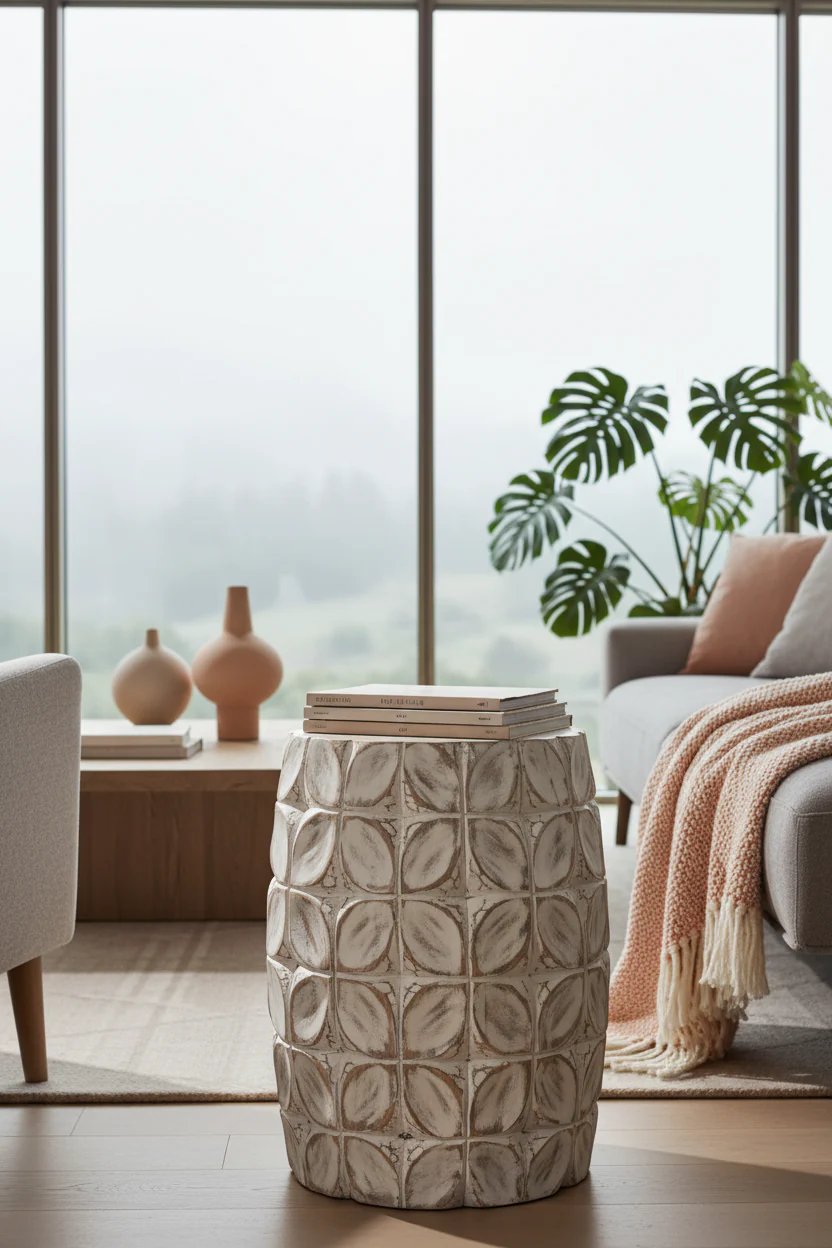 Fig Textured Ceramic Side Table - Image 7