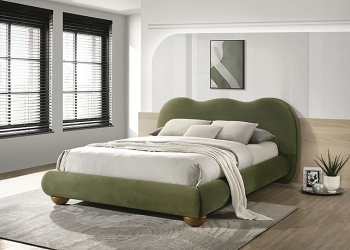 Finamore Contemporary Velvet Platform Bed Frame - Image 7