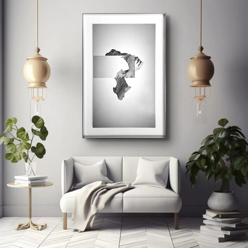 Fragmented Earth: Modern Monochrome Art