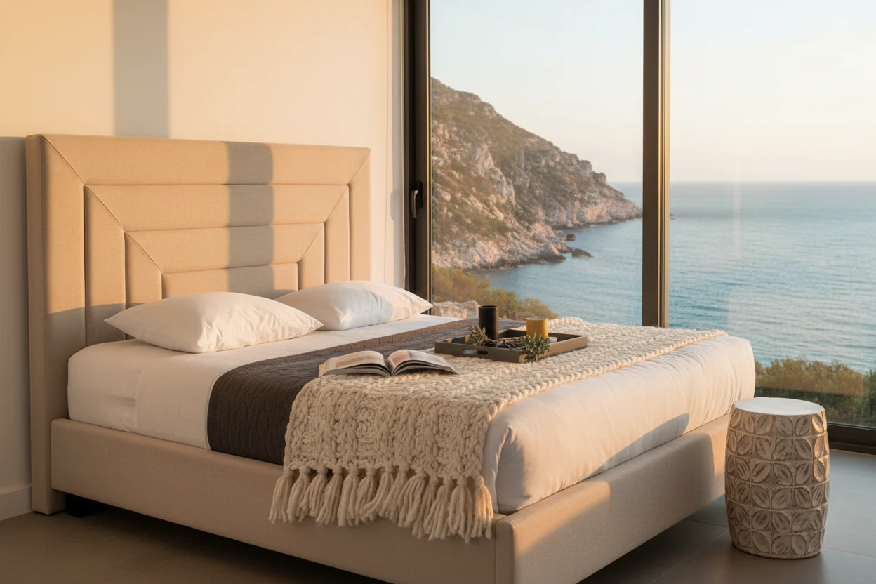 Geometric Upholstered Platform Bed - Image 2