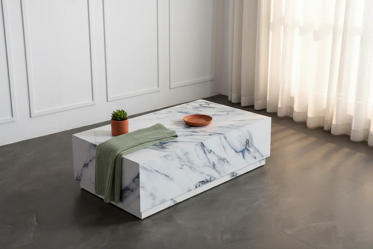 Giselle Sintered Stone Rectangle Coffee Table - Image 2