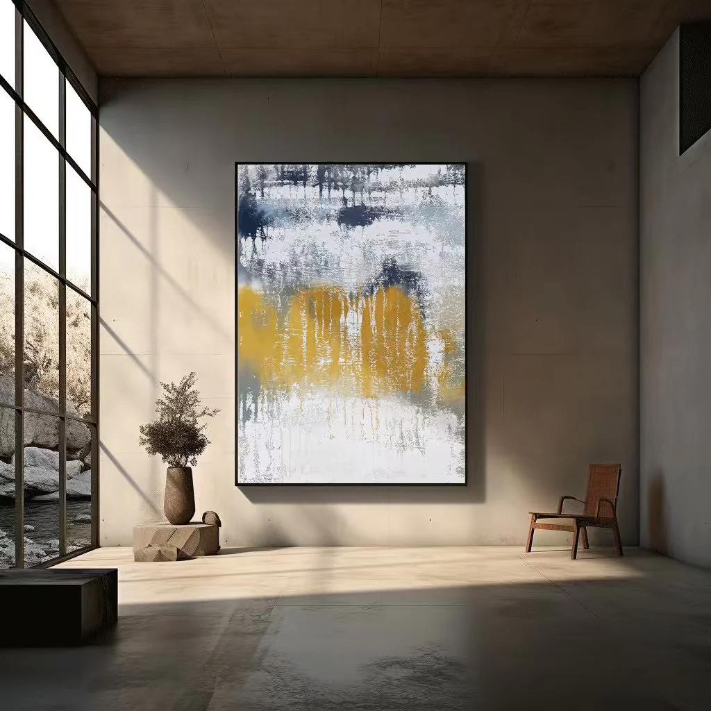 Golden Horizon: Abstract Textural Artwork