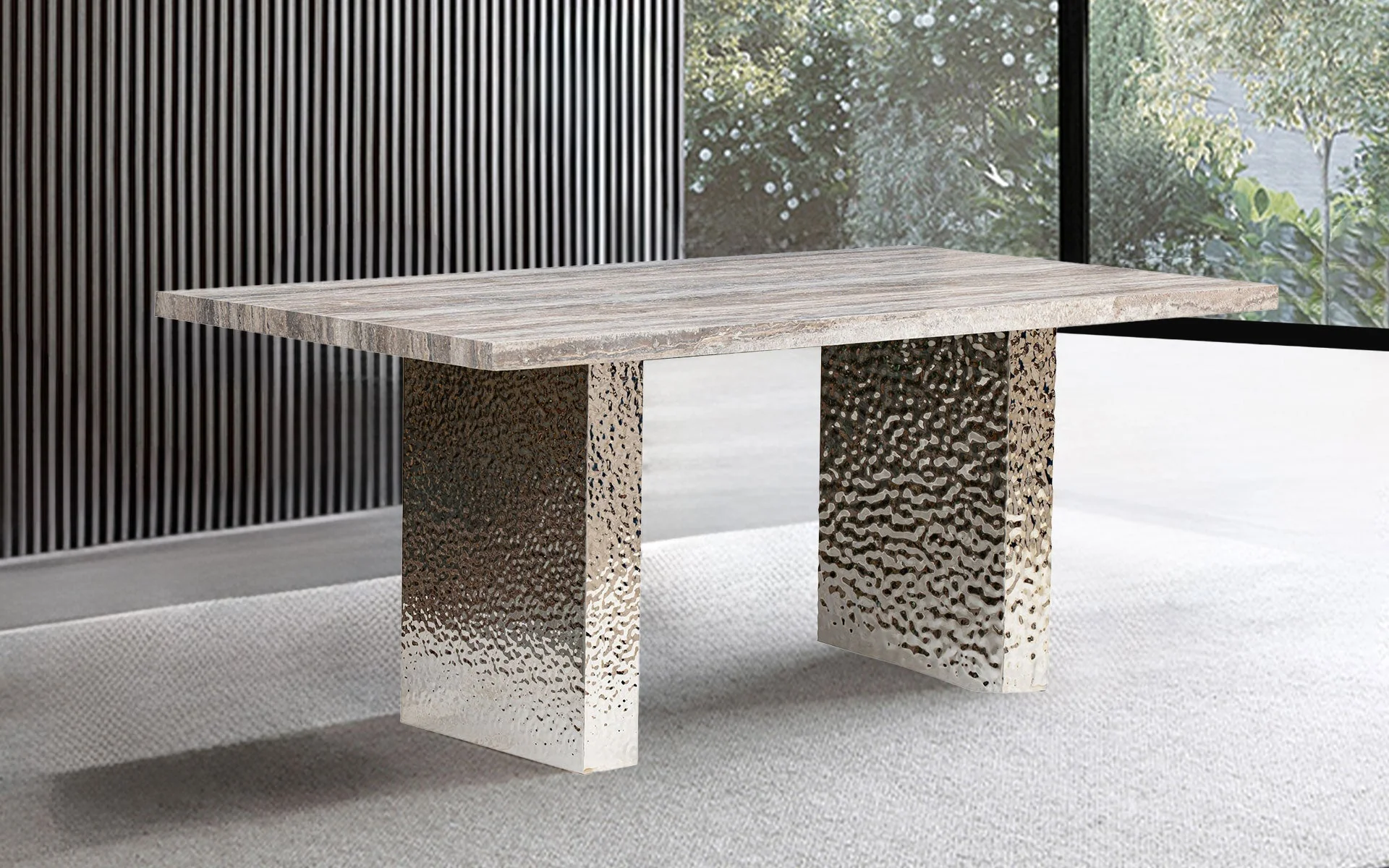 Honeysuckle Travertine Rectangle Dining Table - Image 2