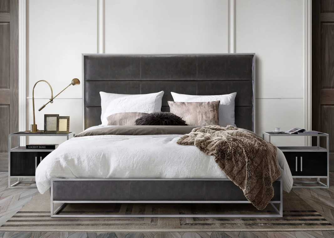 Industrial Faux Leather Platform Bed - Image 10