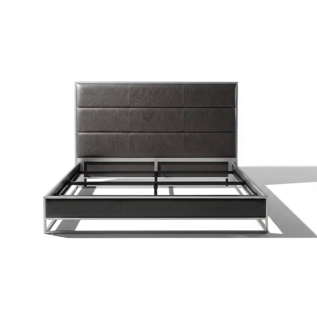 Industrial Faux Leather Platform Bed - Image 12