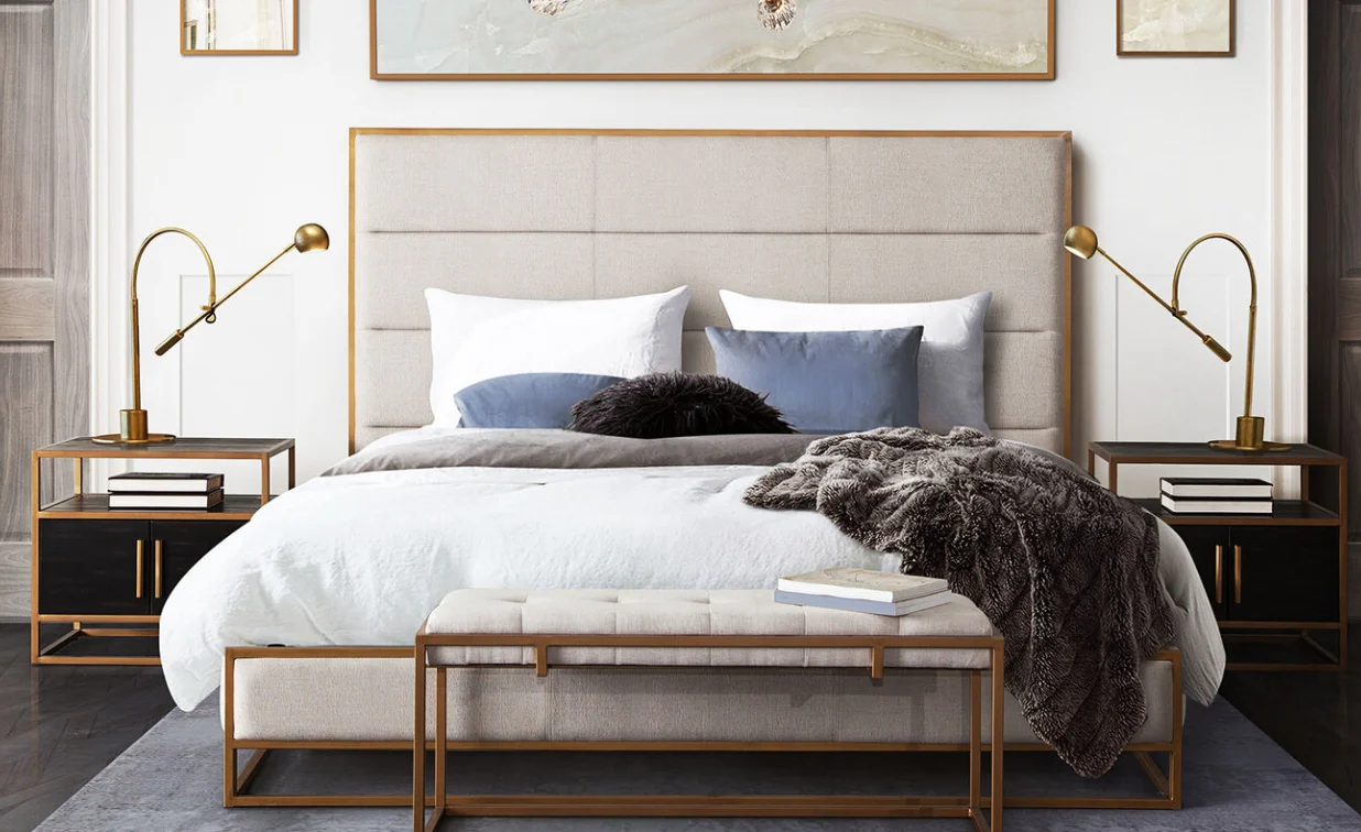 Industrial Faux Leather Platform Bed - Image 9