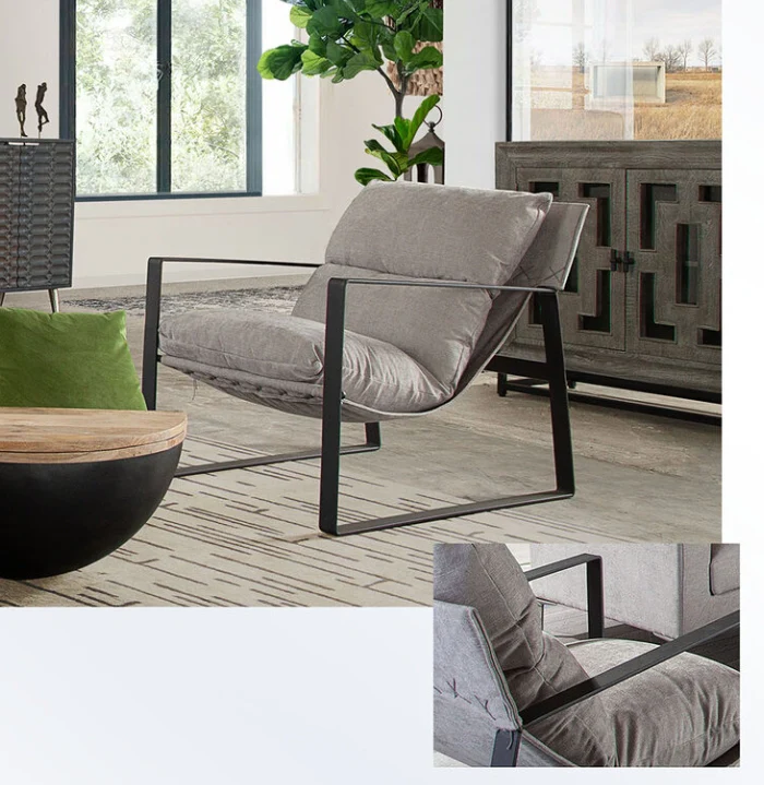 Industrial Leather Accent Chair - Image 3