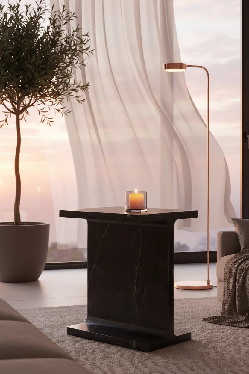 Iris Sculptural Marble Accent Table - Image 4