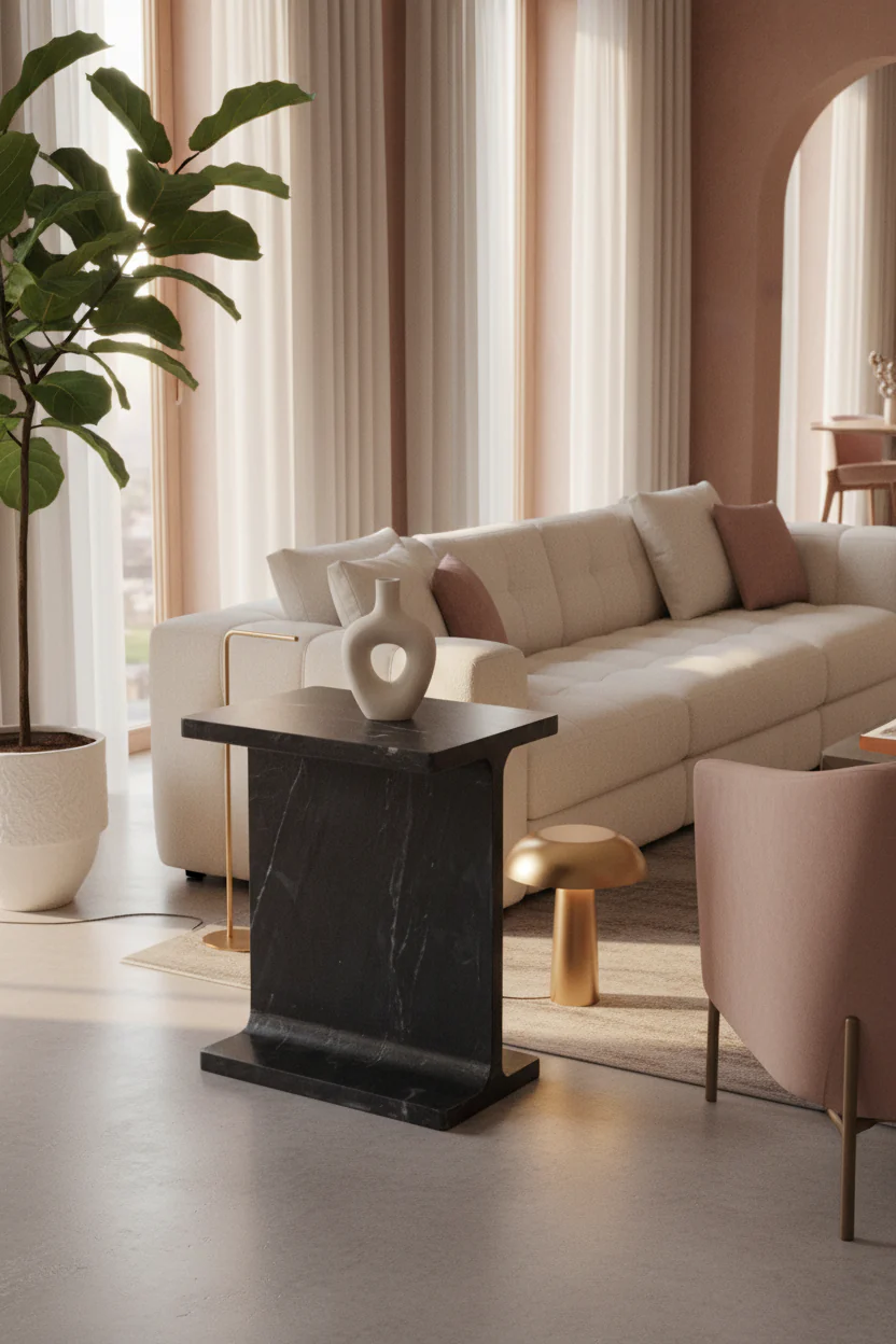 Iris Sculptural Marble Accent Table - Image 5