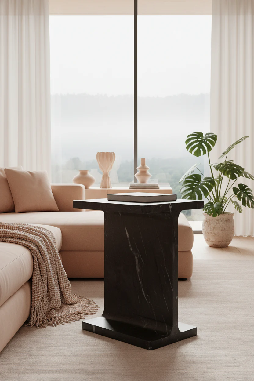 Iris Sculptural Marble Accent Table - Image 8