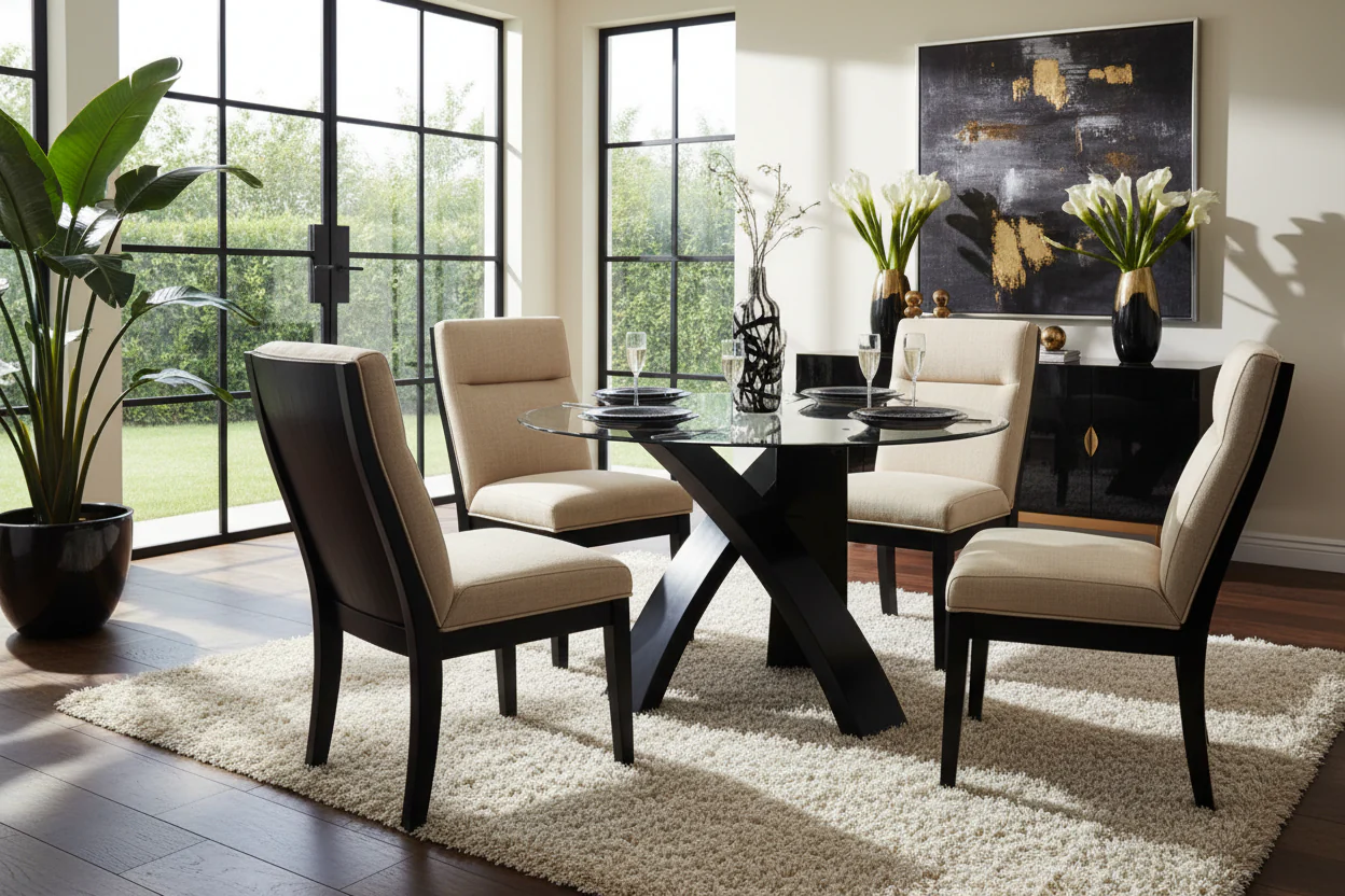 Jasmin Contemporary Glass Round Dining Table - Image 3