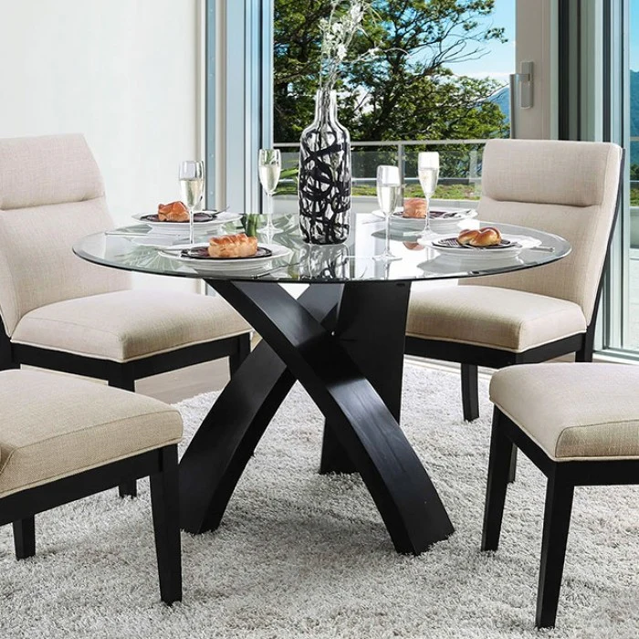 Jasmin Contemporary Glass Round Dining Table - Image 9
