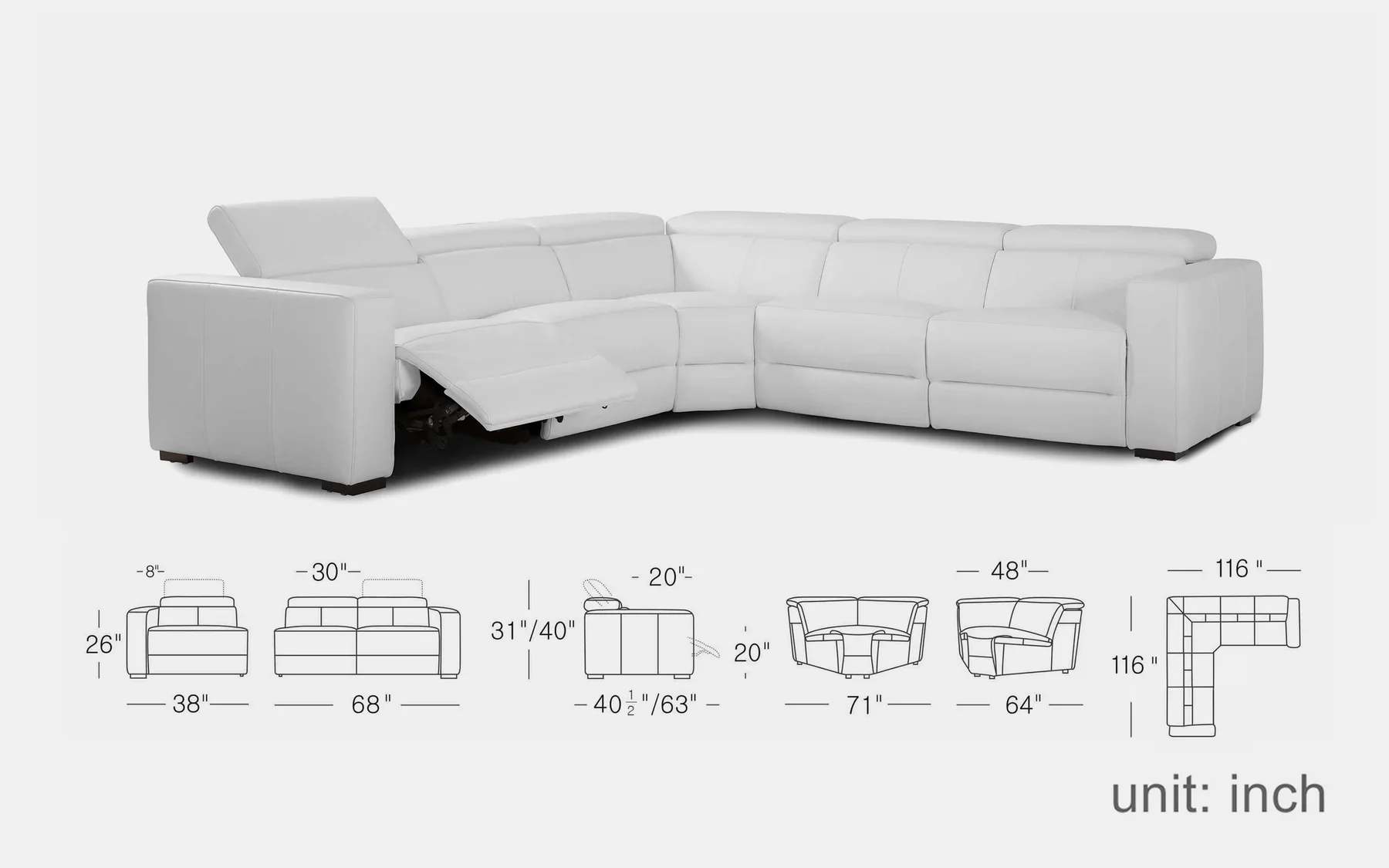 Jasmine 2pc/3pc Modern Motion Recliner - Image 3