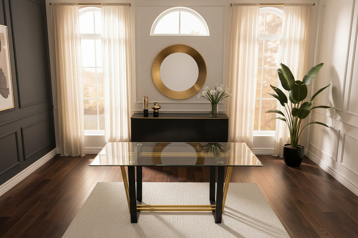Kai Rectangular Glass Dining Table - Image 3