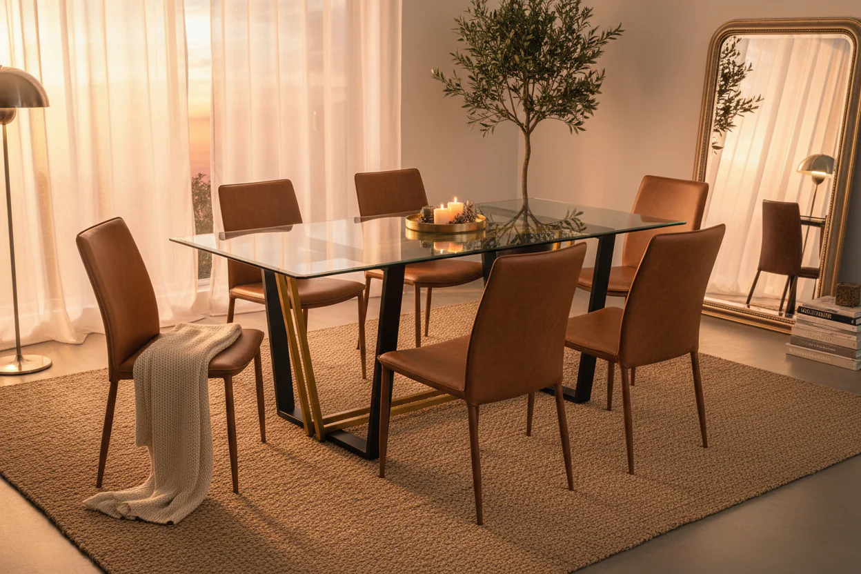 Kai Rectangular Glass Dining Table - Image 9