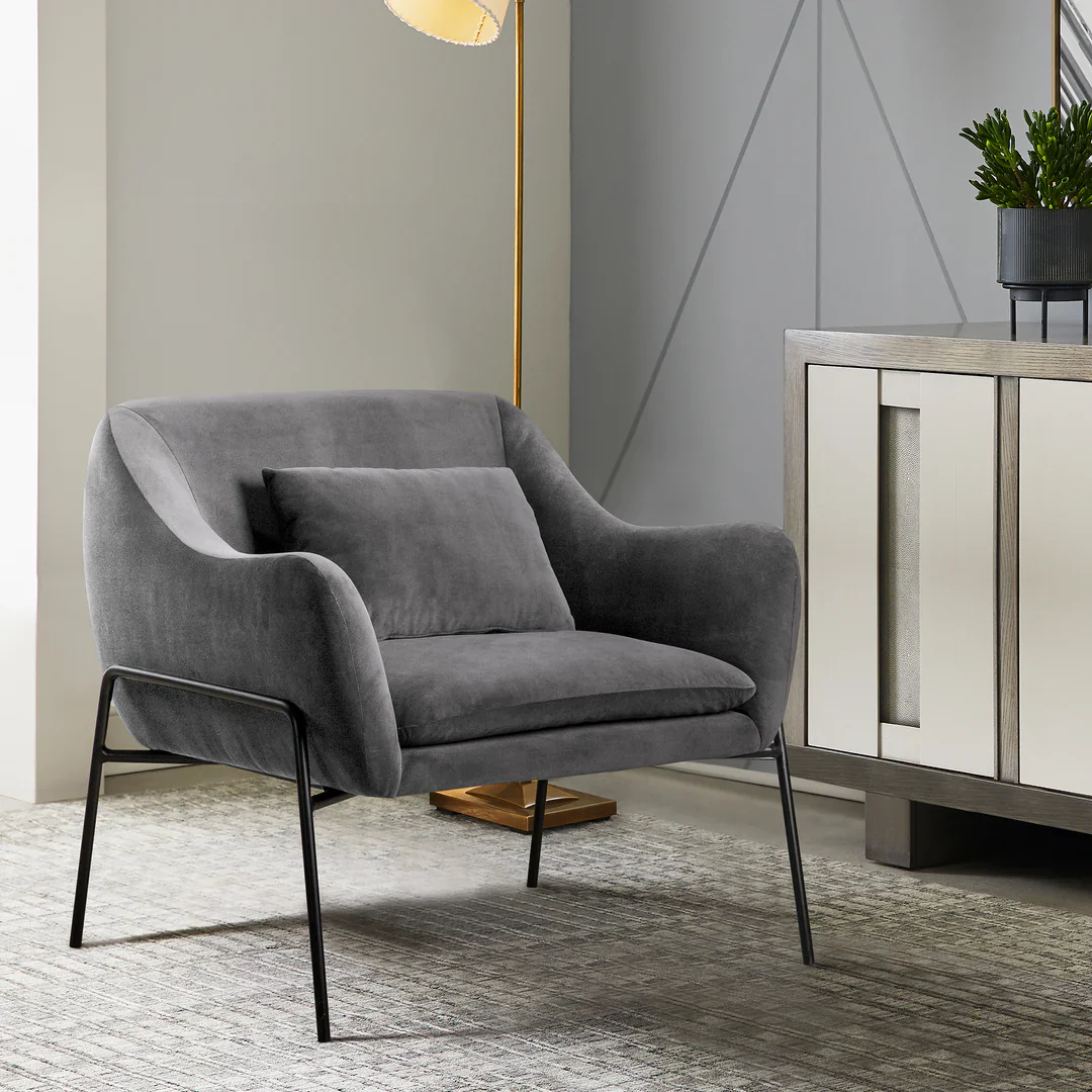 Karen Contemporary Velvet Lounge Chair - Image 9