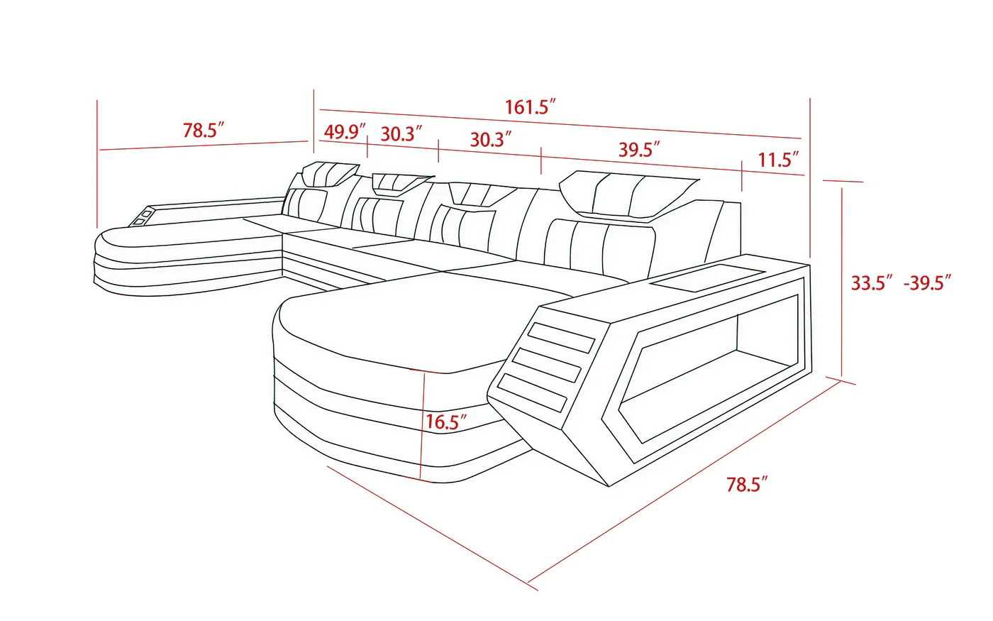 Keenan Modern U Shape Sectional with LED Lights - Image 5