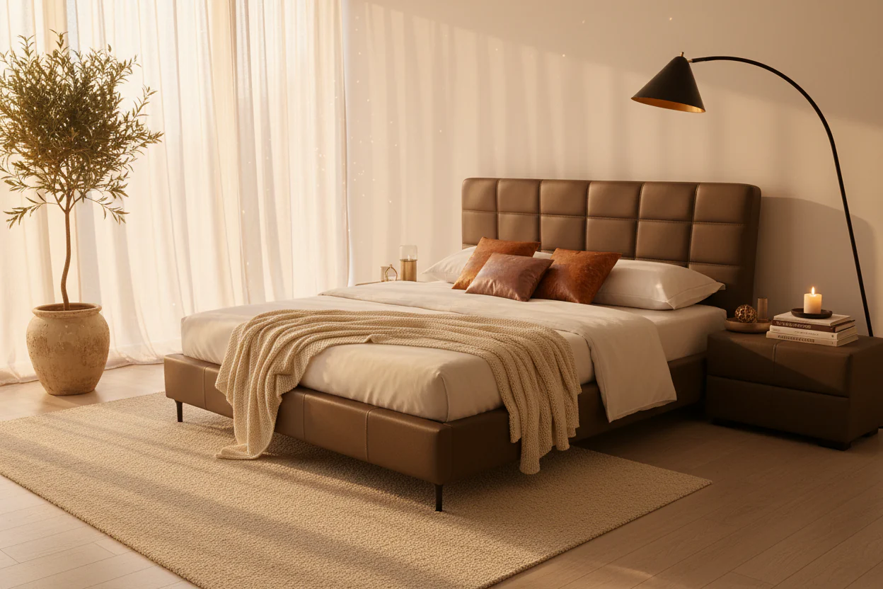 Lauren Leather Platform Bed - Image 4