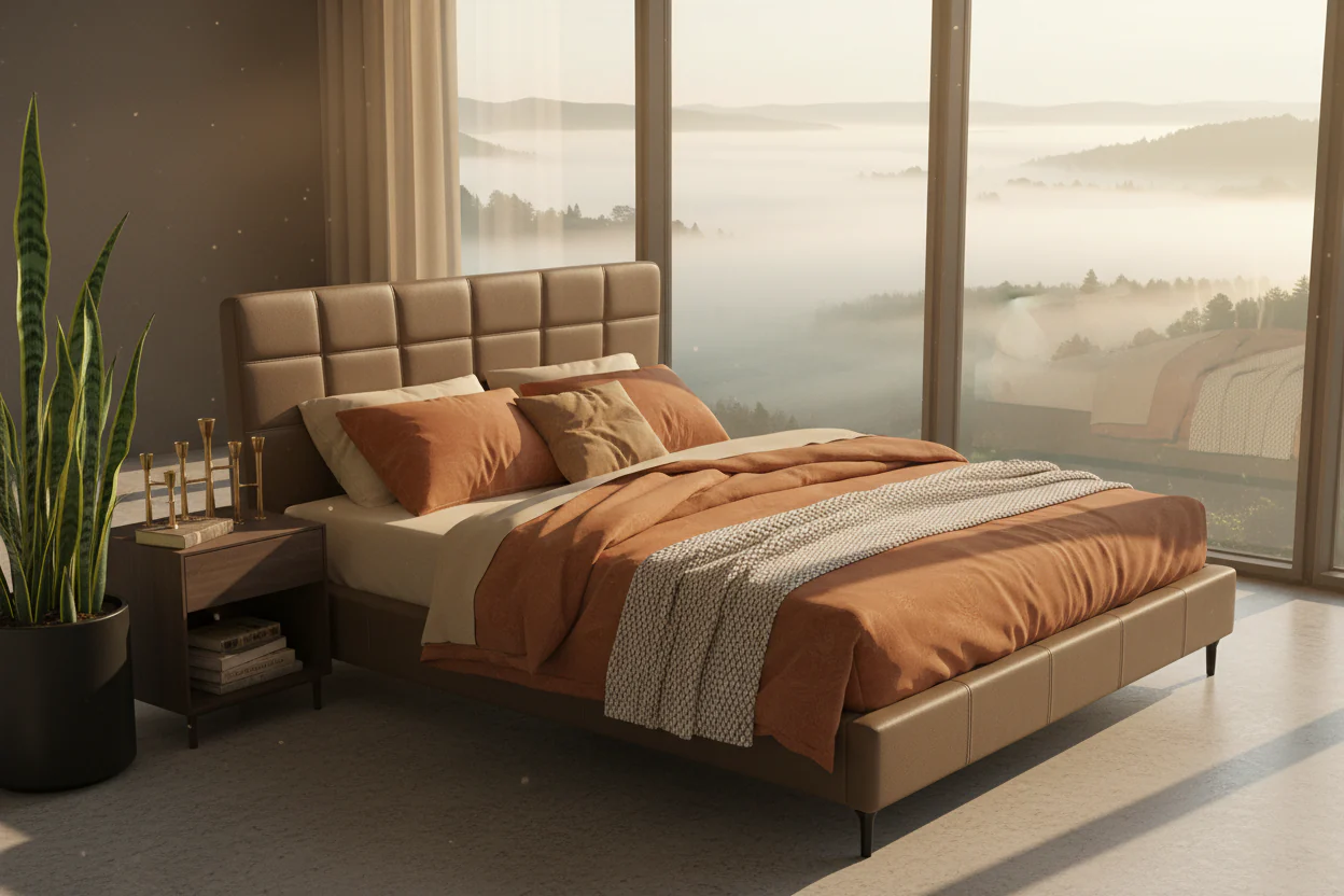 Lauren Leather Platform Bed - Image 6